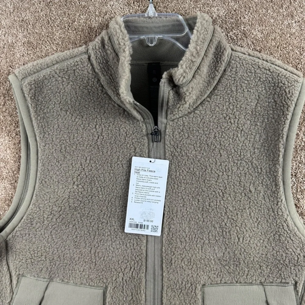 Lululemon High Pile Fleece Vest XXL Fawn Beige LM3FAQS Relaxed Fit New